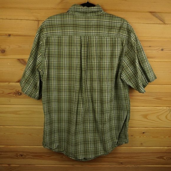 Carhartt Green Plaid Short Sleeve Button Up Shirt Size Large - Picture 2 of 6